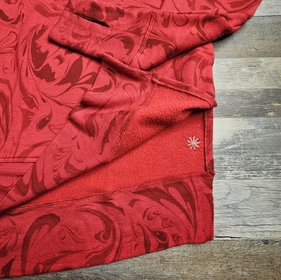 Athleta Coaster Luxe Sweatshirt Holiday 2022 Small Red with Black Swirls pattern - Picture 5 of 10